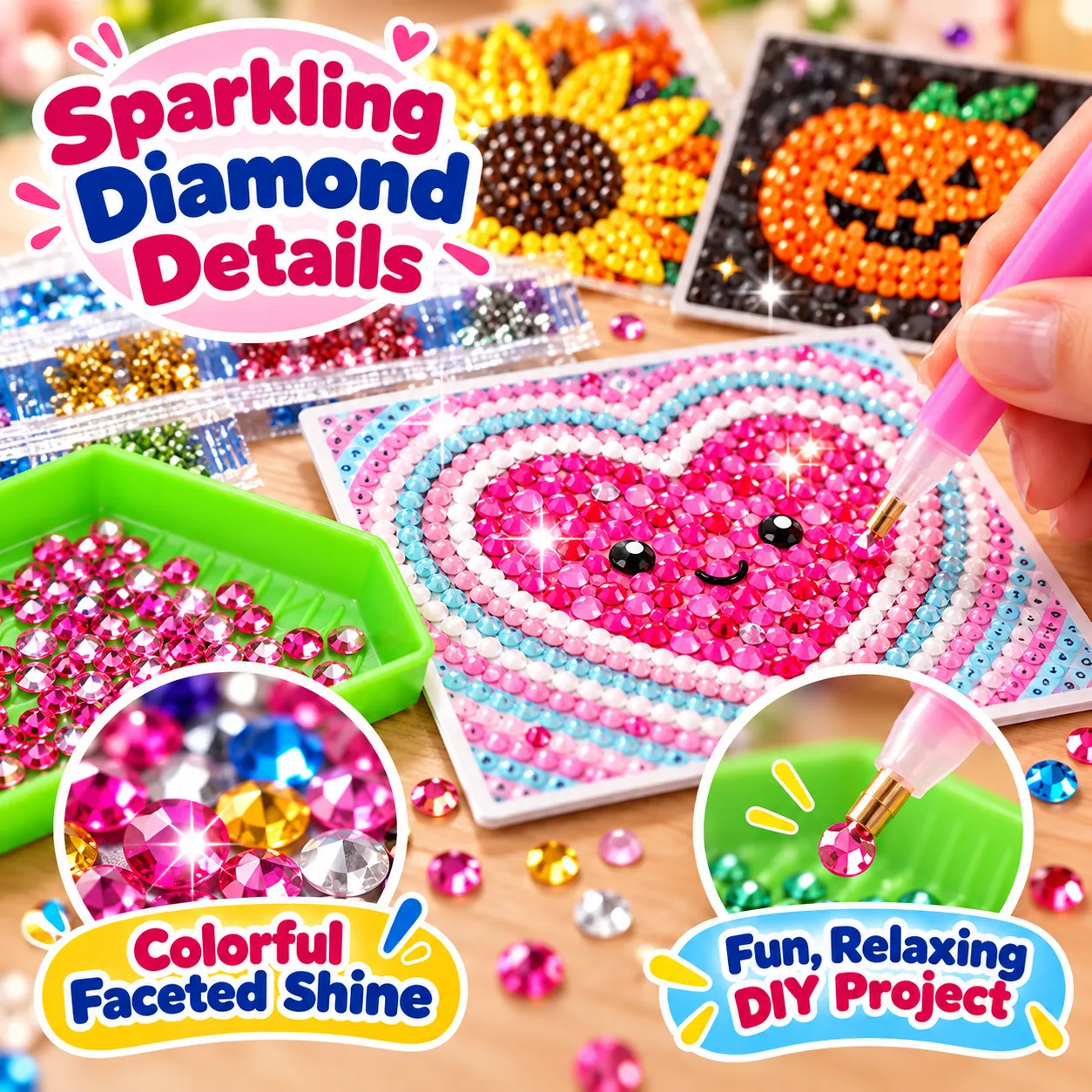 Finished diamond art wall calendar on display