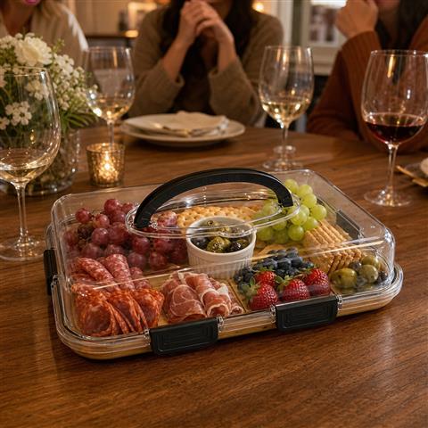 Customer-style housewarming photo of the fully assembled serving board