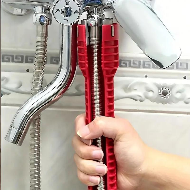Sink Faucet Installer Tool,14-in-1 Faucet Wrench,Multi-functional Pipe Wrench,Bathroom Plumbing Installation & Repairs Wrench for Small Space Toilet Kitchen Bathroom Toilet Sink.