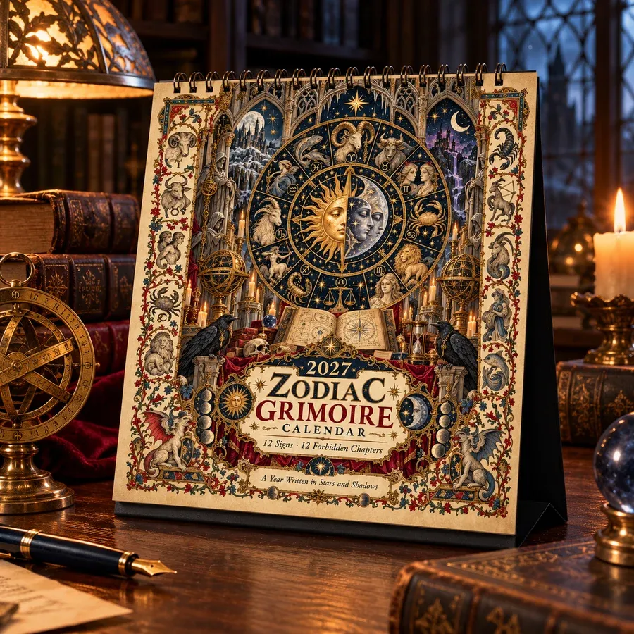 Zodiac Grimoire Calendar on a desk