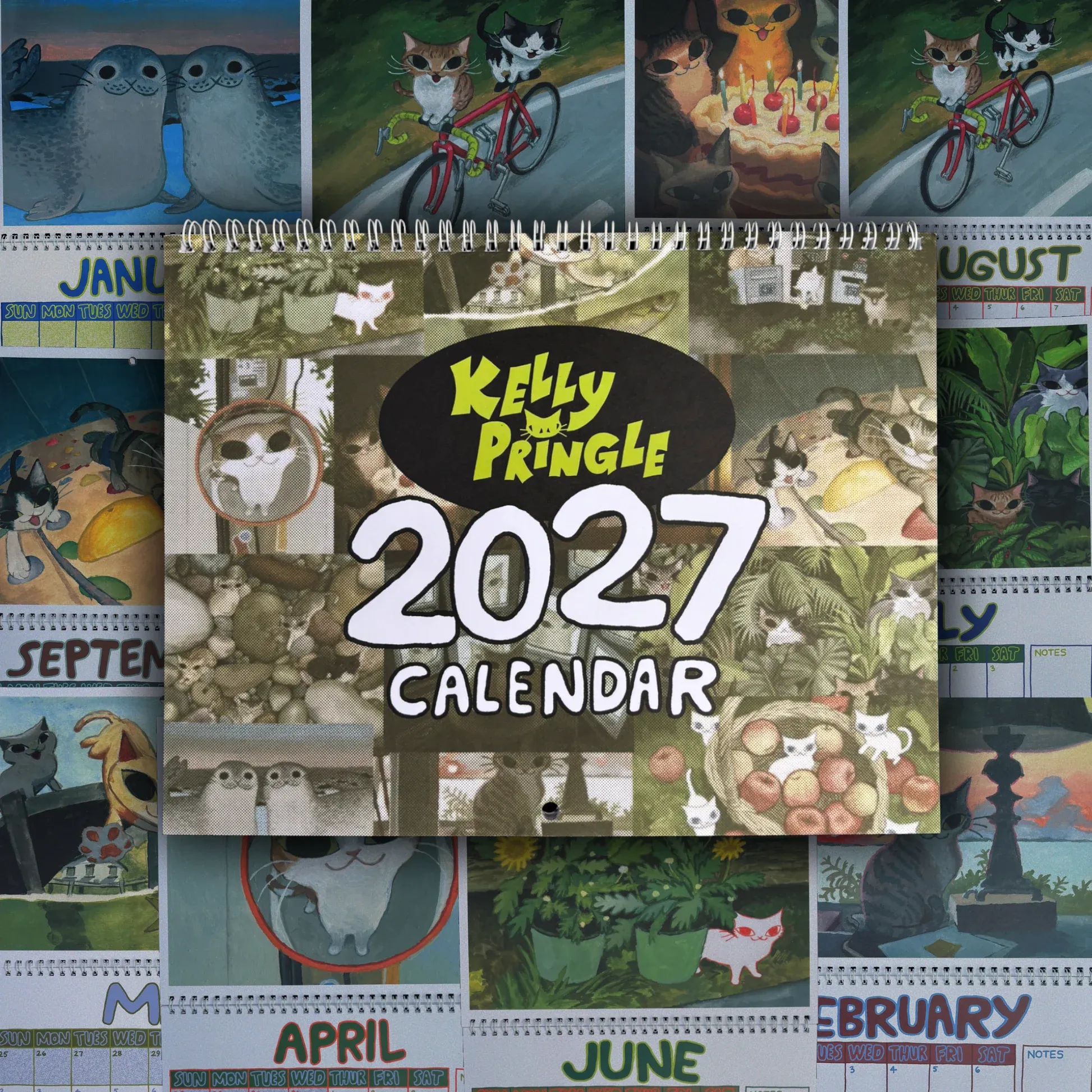 Kelly Pringle 2027 illustrated cat wall calendar