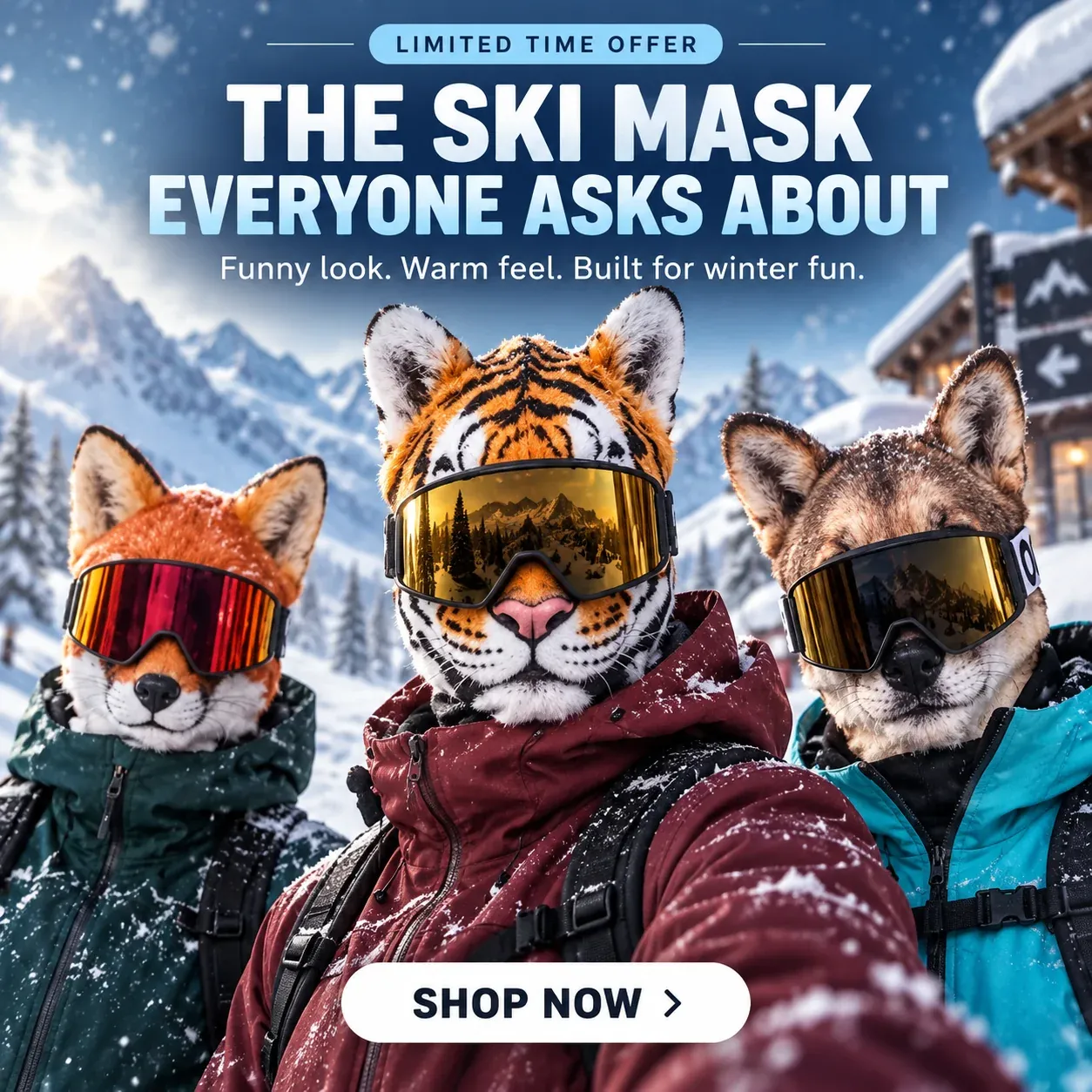 Funny animal face ski mask for winter