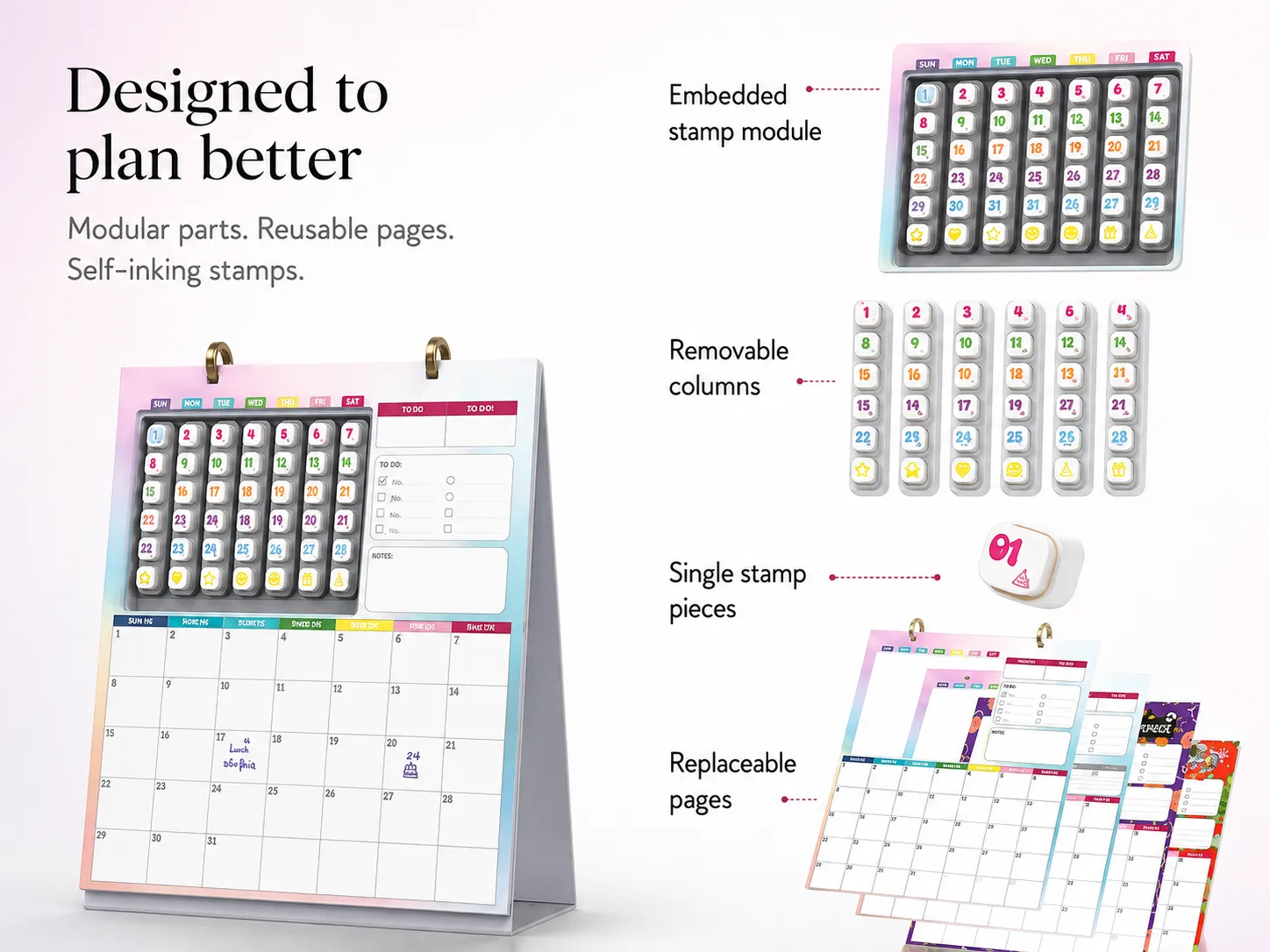 Reusable calendar designed for better monthly planning