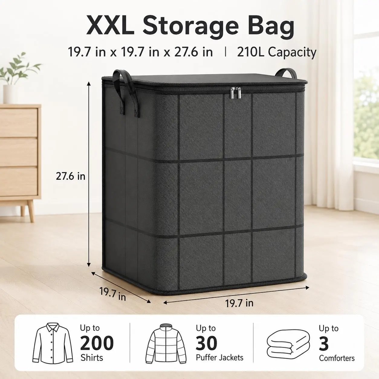 XXL 210 liter spacious moving storage bin