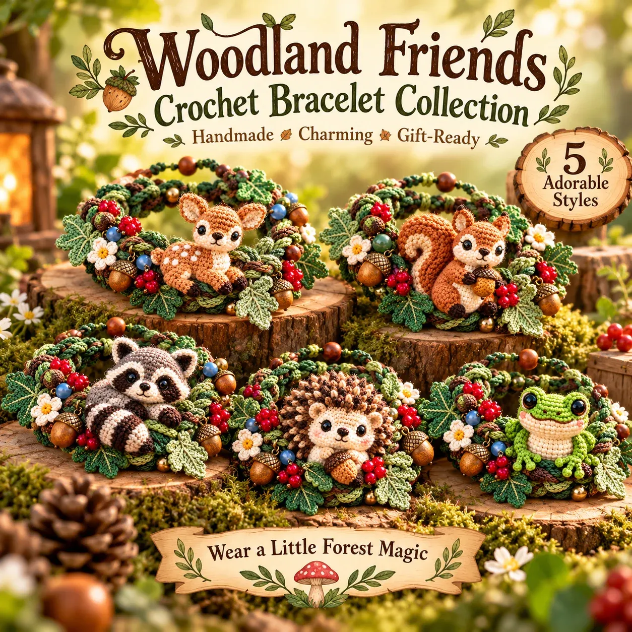 Woodland Wrist Friends crochet animal bracelet collection