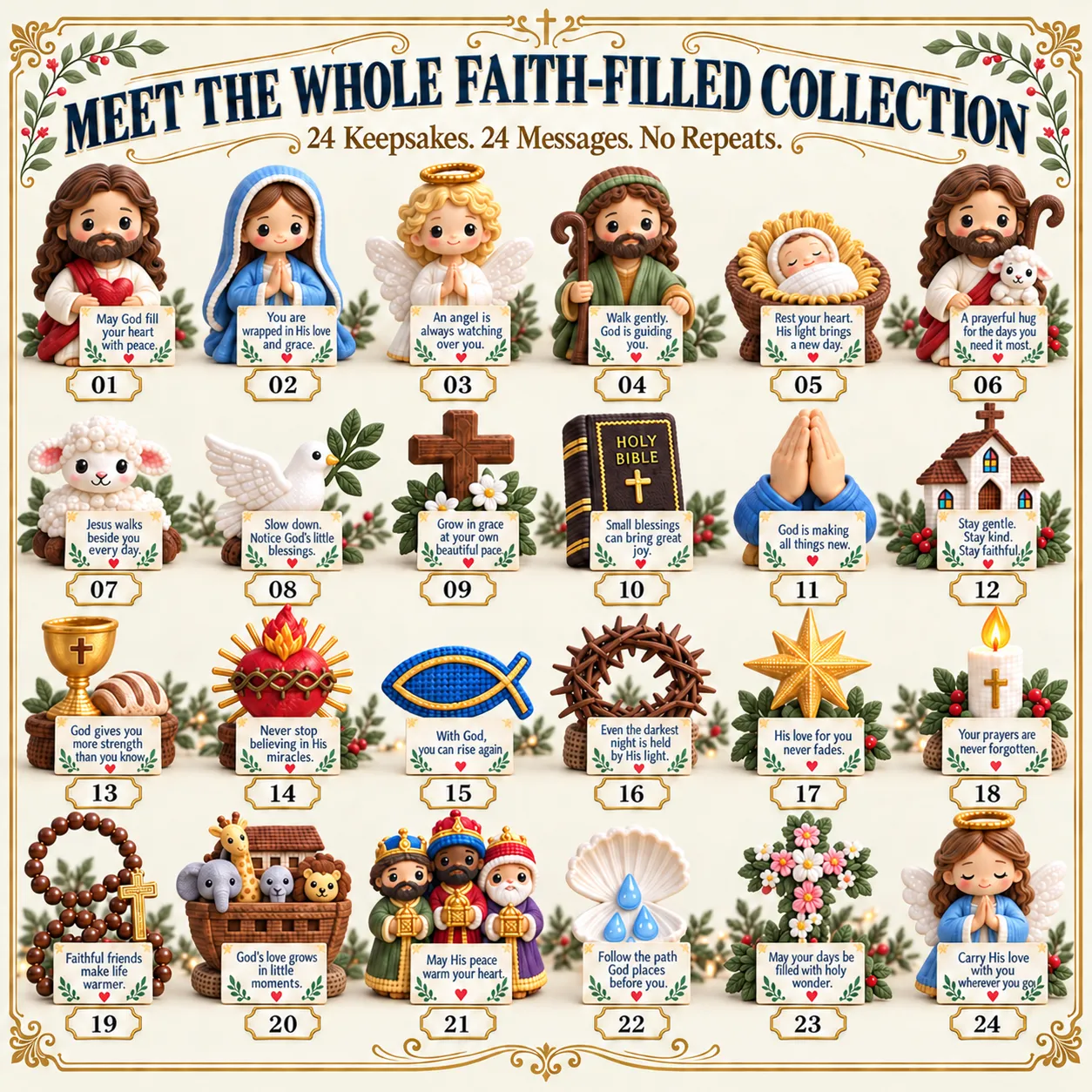 24 numbered drawers with faith-filled figurine surprises