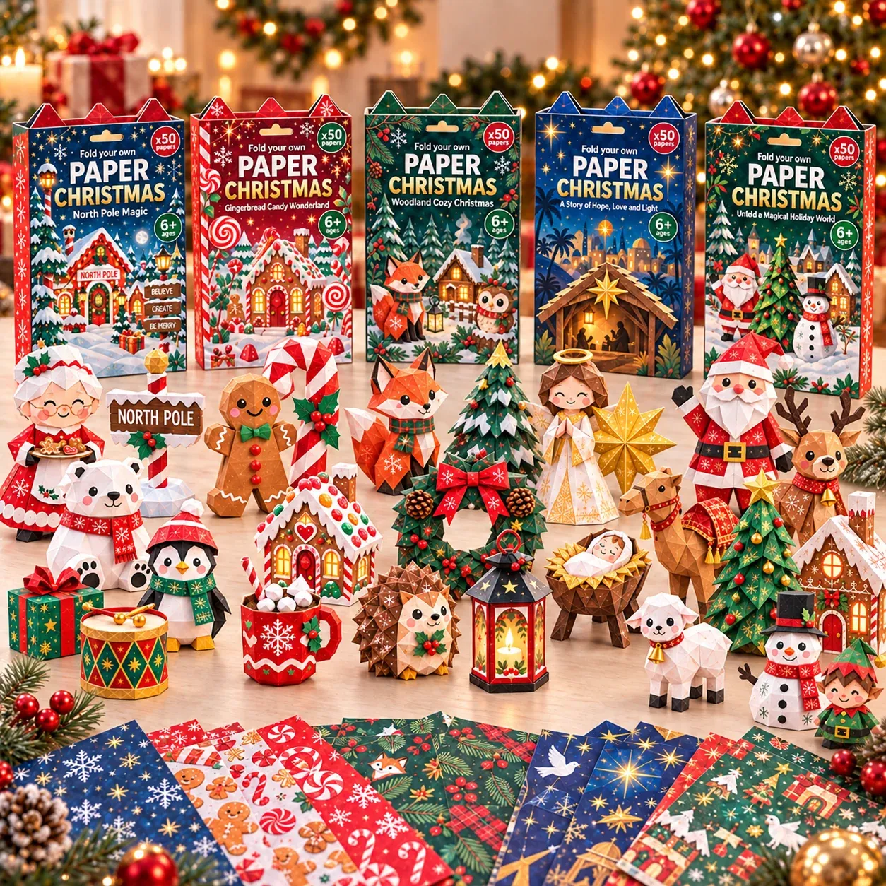 Christmas patterned paper assortment