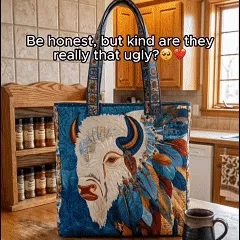 Western quilted tote shown in a home setting