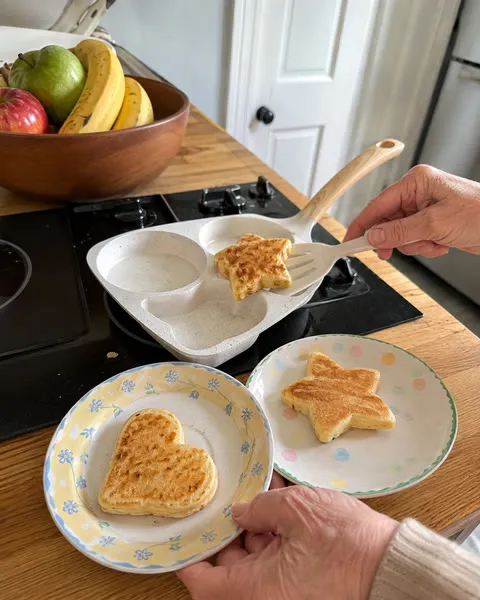 Heart and star breakfast bites served on family plates