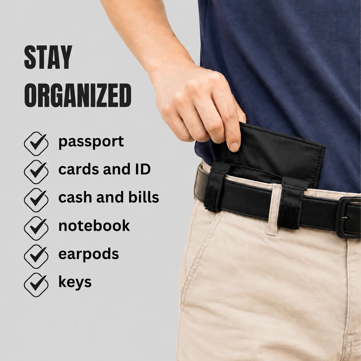 Belt wallet keeping daily essentials organized