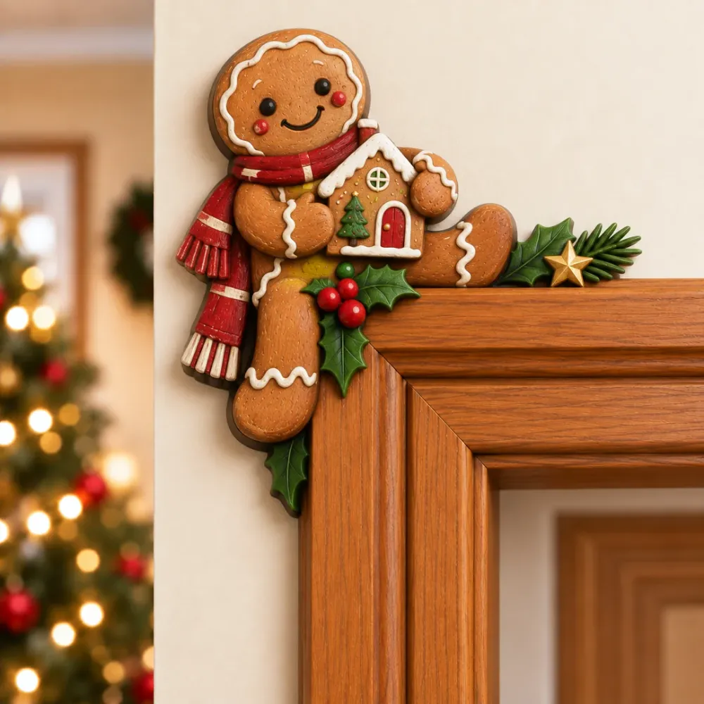 Gingerbread peekaboo door frame decoration