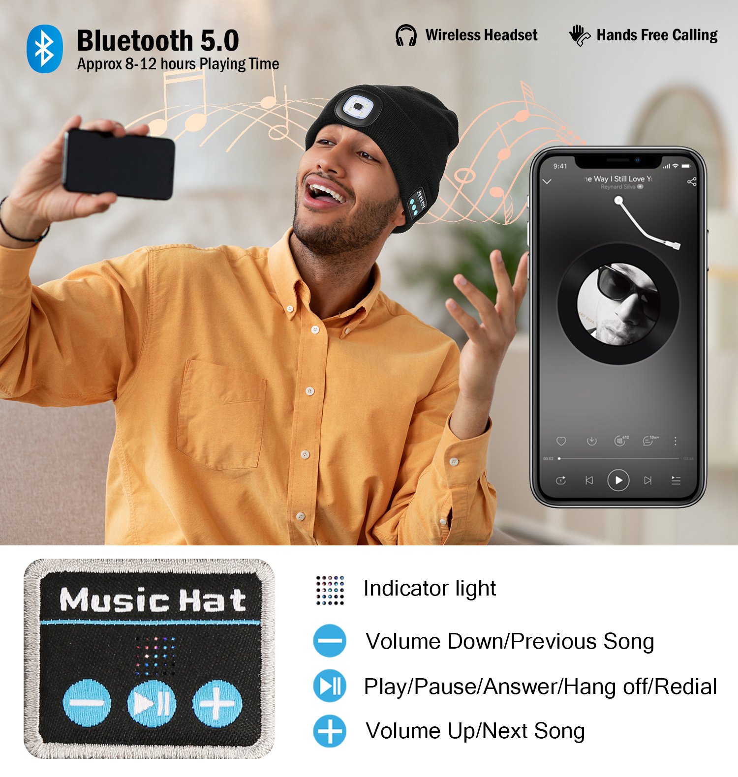 image 1 of CENSGO Bluetooth Beanie with Light, Unique Tech Gifts for Men, Wireless Headphones for Fishing Jogging Working, Christmas Stocking Stuffers Gray image 1 of CENSGO Bluetooth Beanie with Light, Unique Tech Gifts for Men, Wireless Headphones for Fishing Jogging Working, Christmas Stocking Stuffers Gray