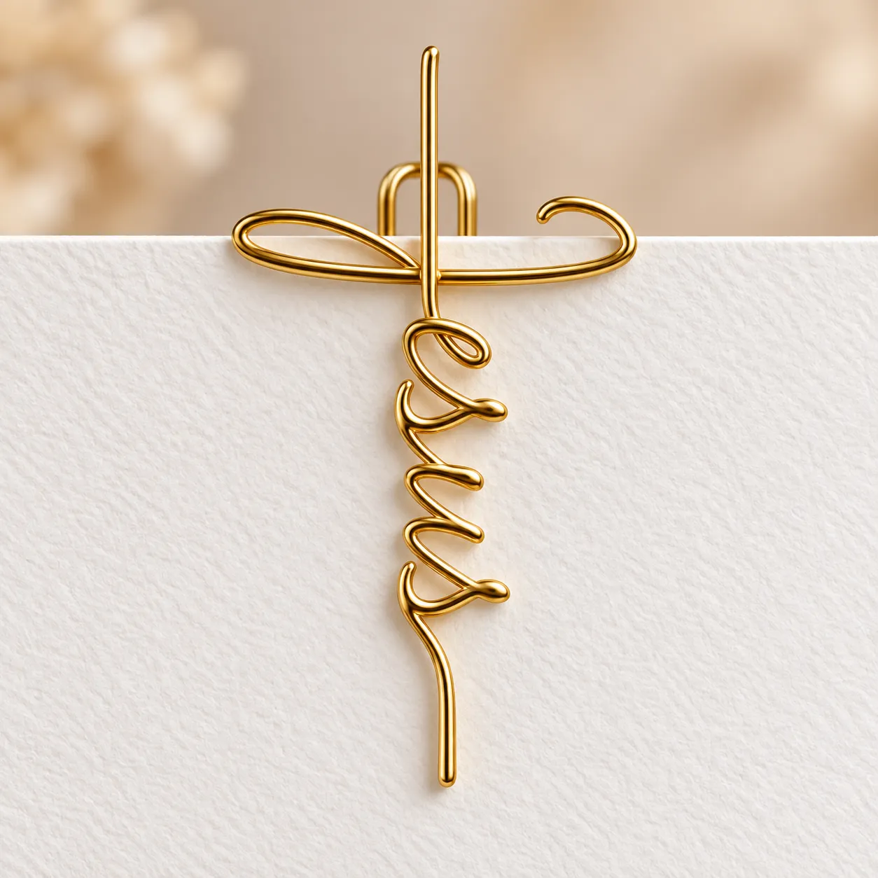 Jesus script gold paper clip