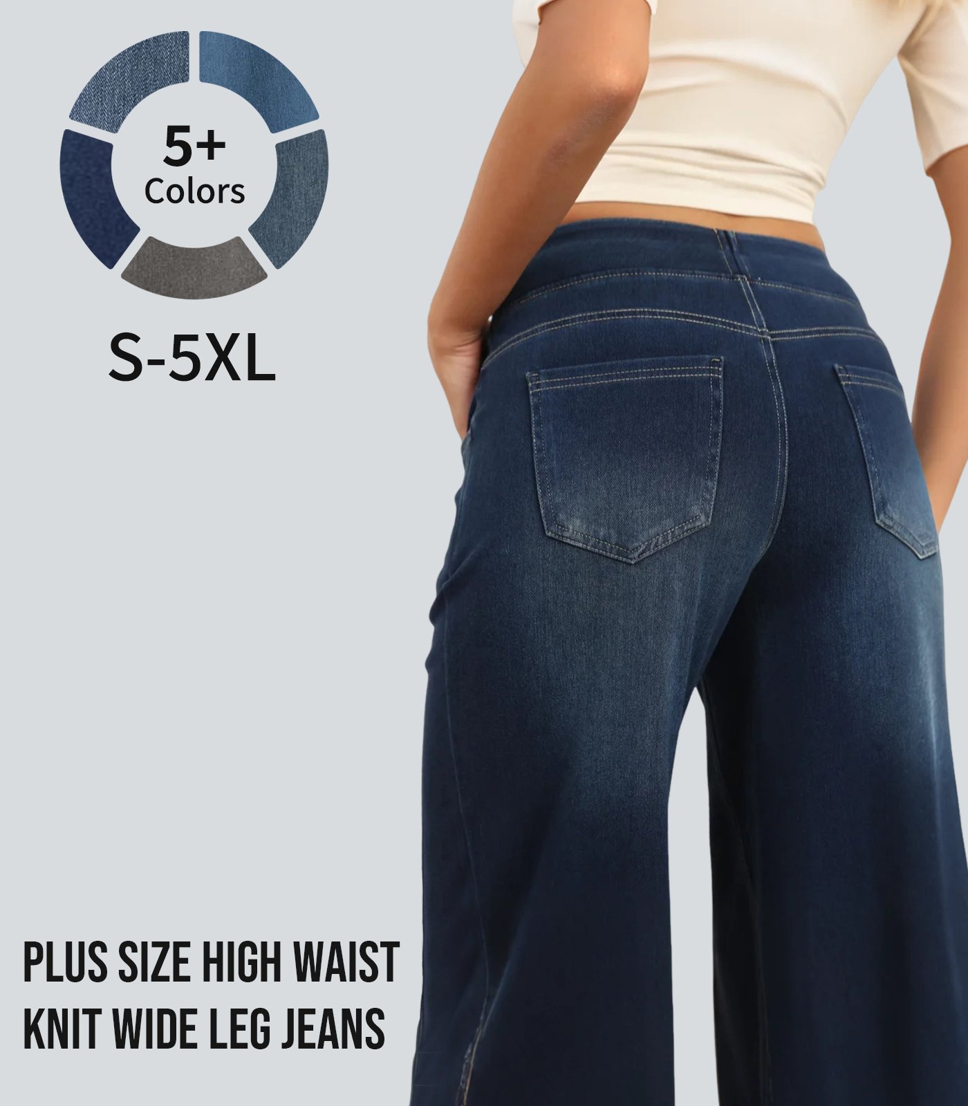 Damen Hochtaillierte, Gewaschene, Weite Baggy-Strickjeans mit Stretch und Mehreren Taschen – Bequeme Freizeit-Denim💥Kostenloser Versand