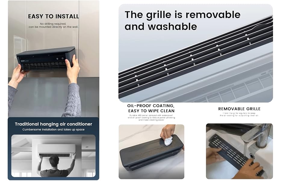 No-Drill Wall AC Unit Fan