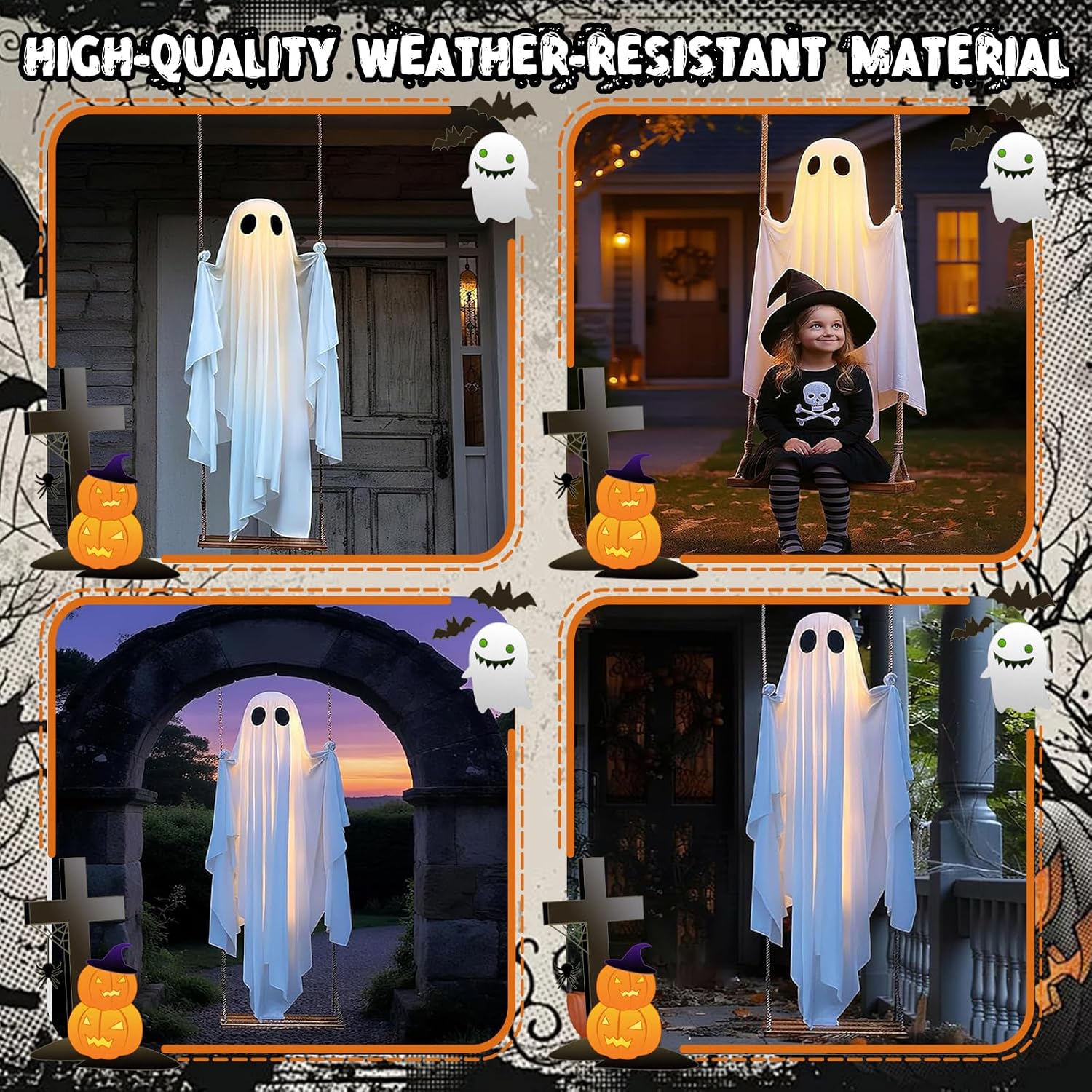 Halloween ghost decoration displayed outdoors