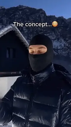 Original animated demonstration of warm contact changing the balaclava fabric color