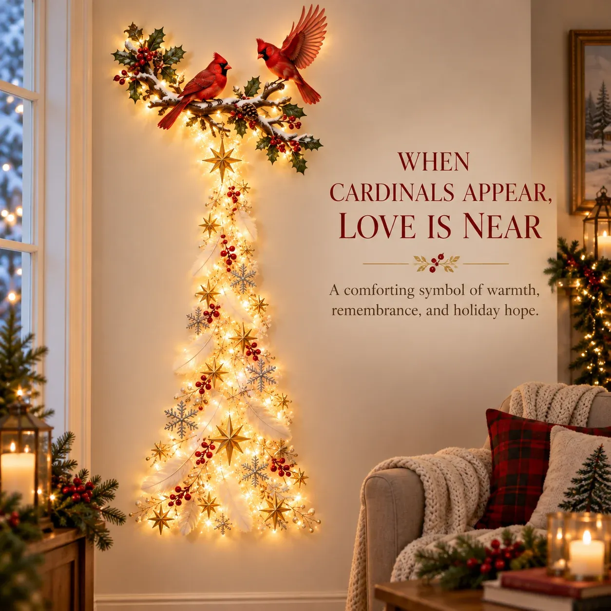 Cardinal Blessing Cascade Wall Light displayed in a warm holiday home