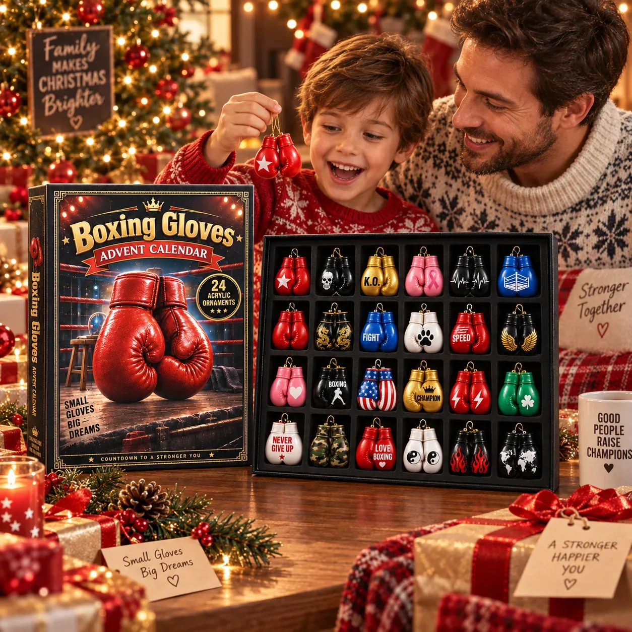 Boxing themed Christmas Advent Calendar lifestyle display