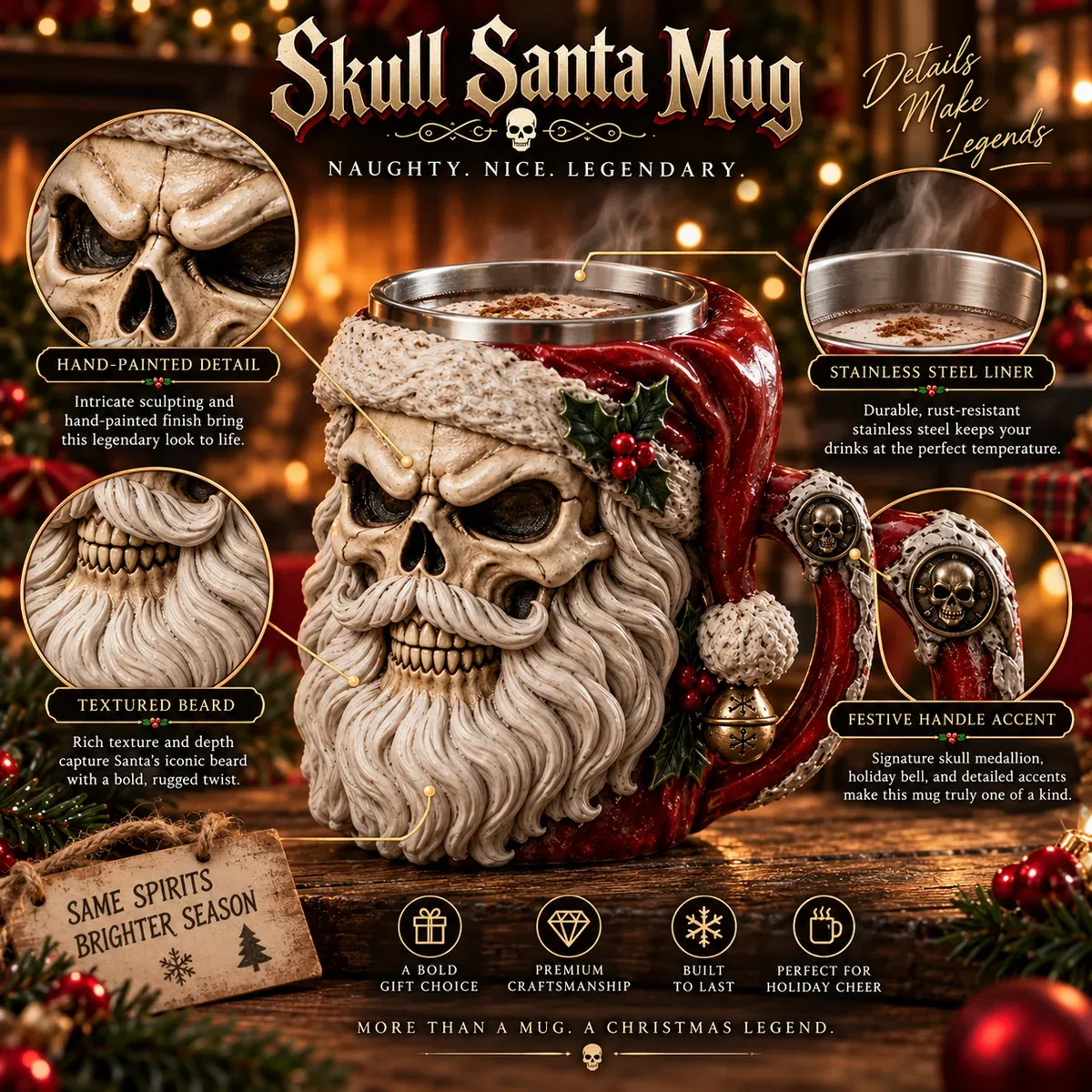 Skull Santa Mug craftsmanship details