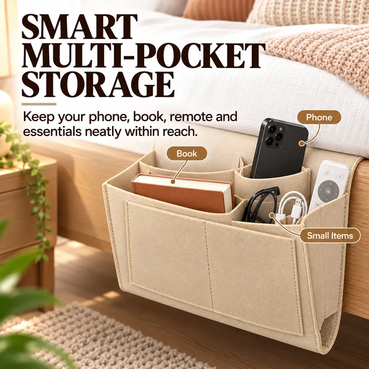 Multi Pocket Bedside Organizer