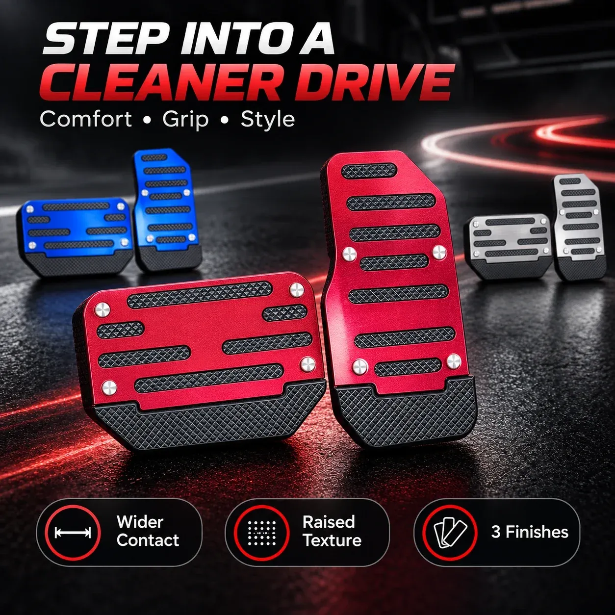 Comfort grip and style summary for the pedal cover set