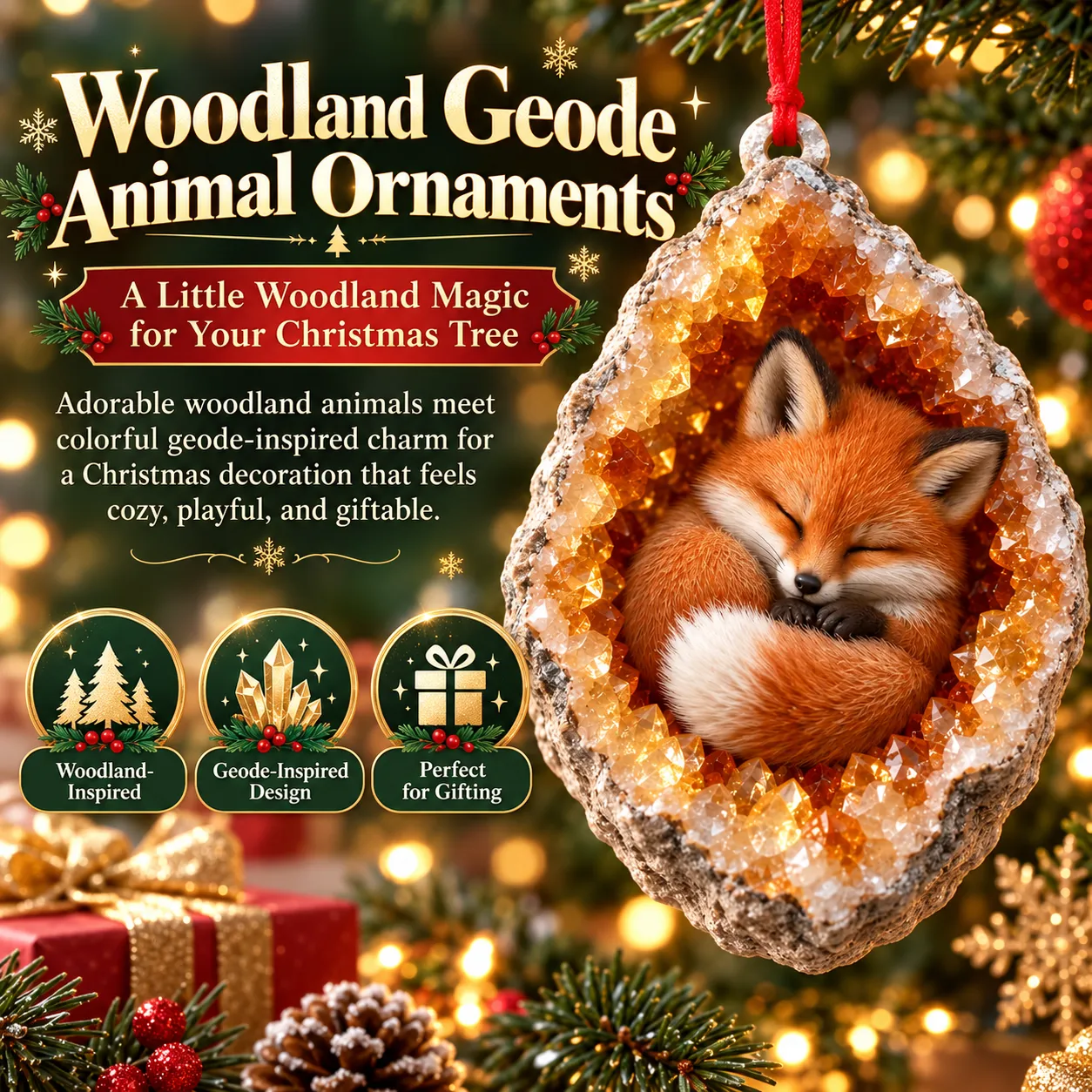 Natural crystal woodland animal ornament collection