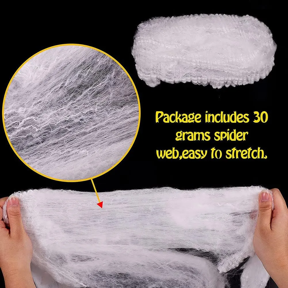Close view of stretchable white decorative web material