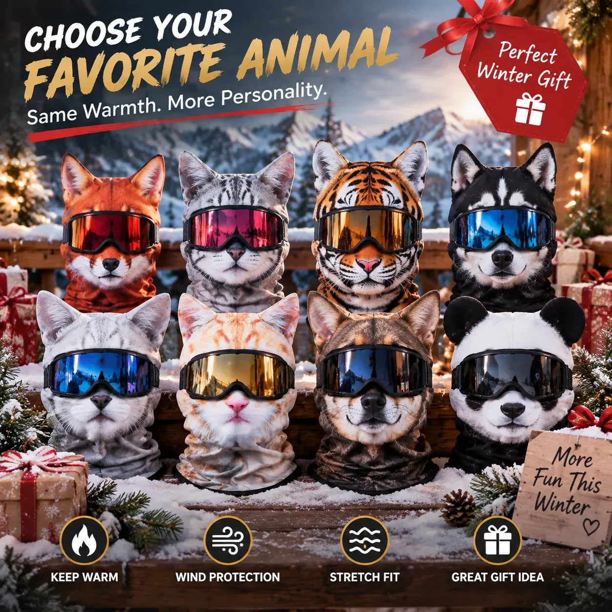 Different animal ski mask styles