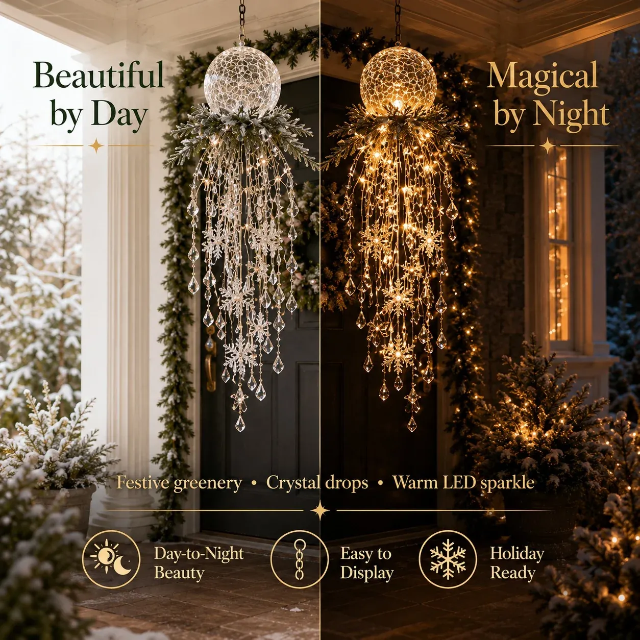 Christmas hanging crystal decoration beautiful by day and magical by night