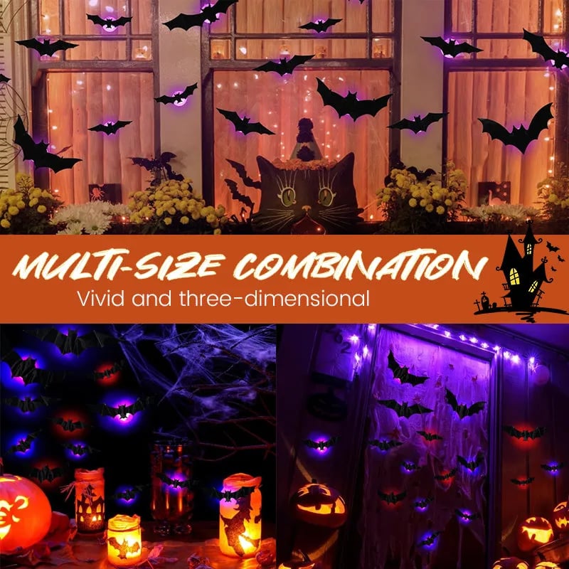 LED flying bat decorations for Halloween porch wall window and party decor