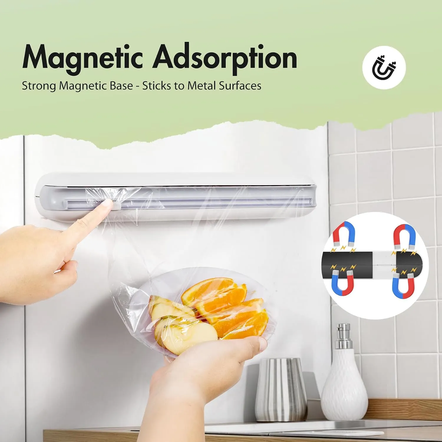 White wrap cutter attached to a suitable metal refrigerator