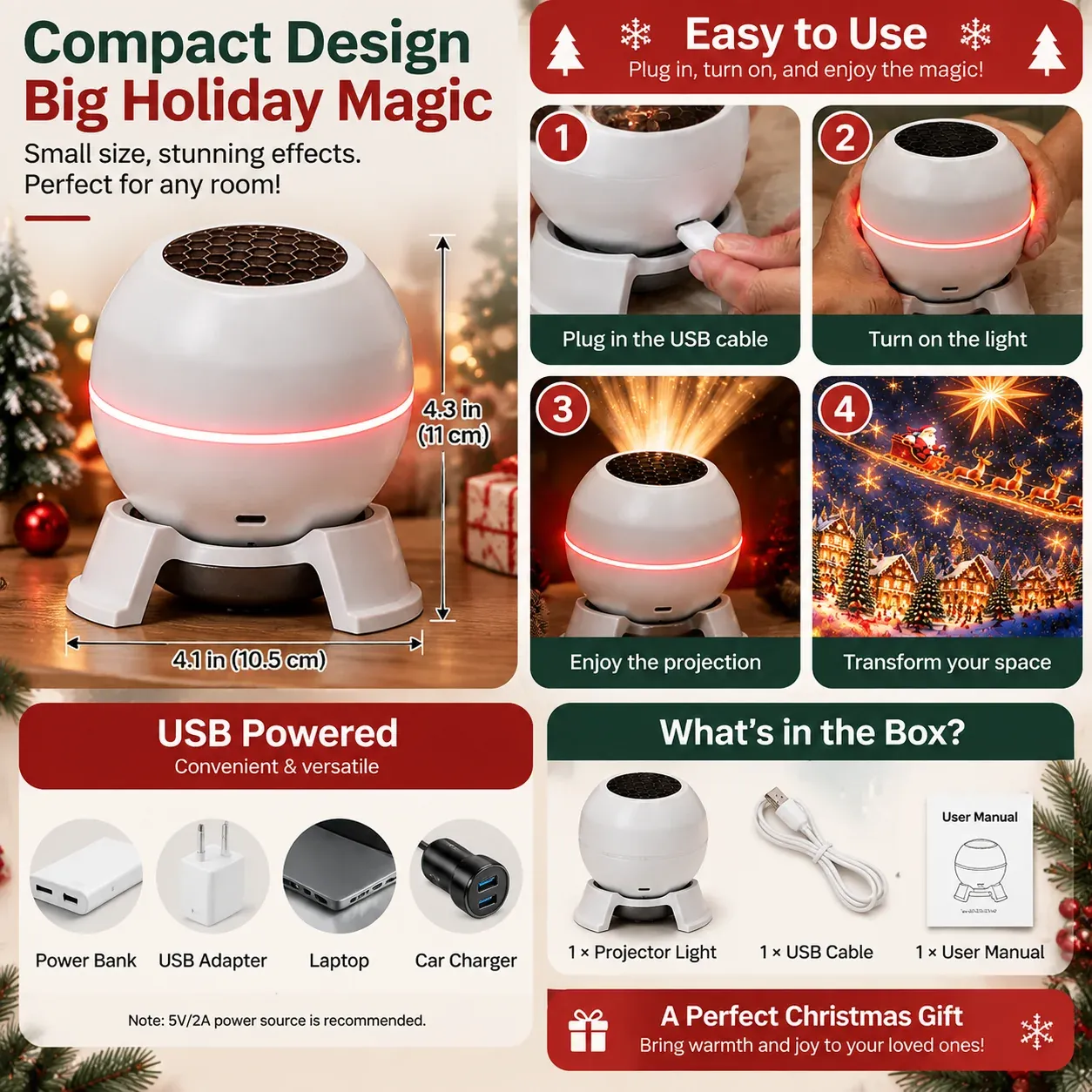 Christmas Projection Night Light gift
