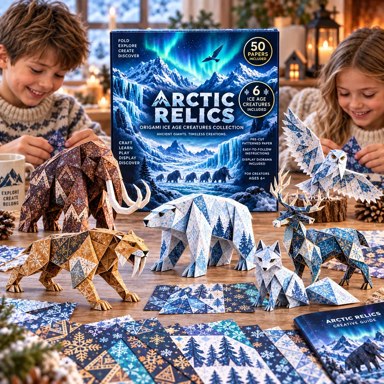 Arctic Relics fantasy origami kit and ice age creatures