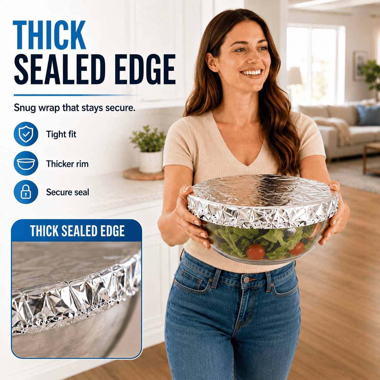 Close view of the thick sealed edge
