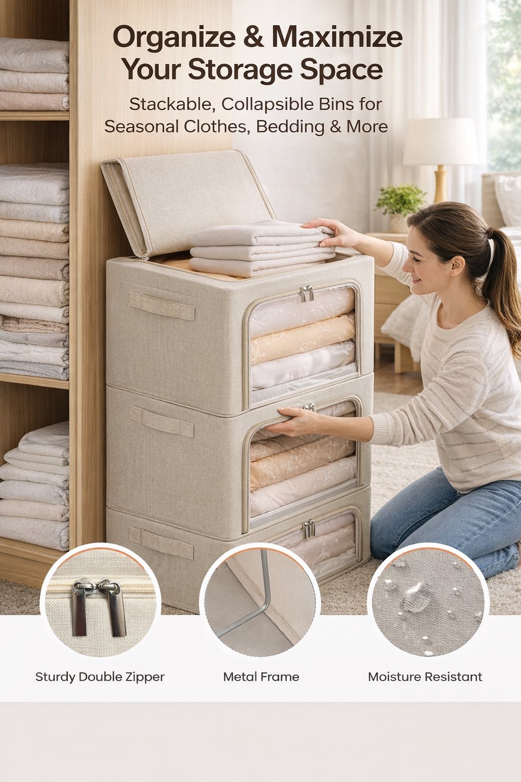 Atsworkshop Extra-Large Foldable Fabric Storage Bins