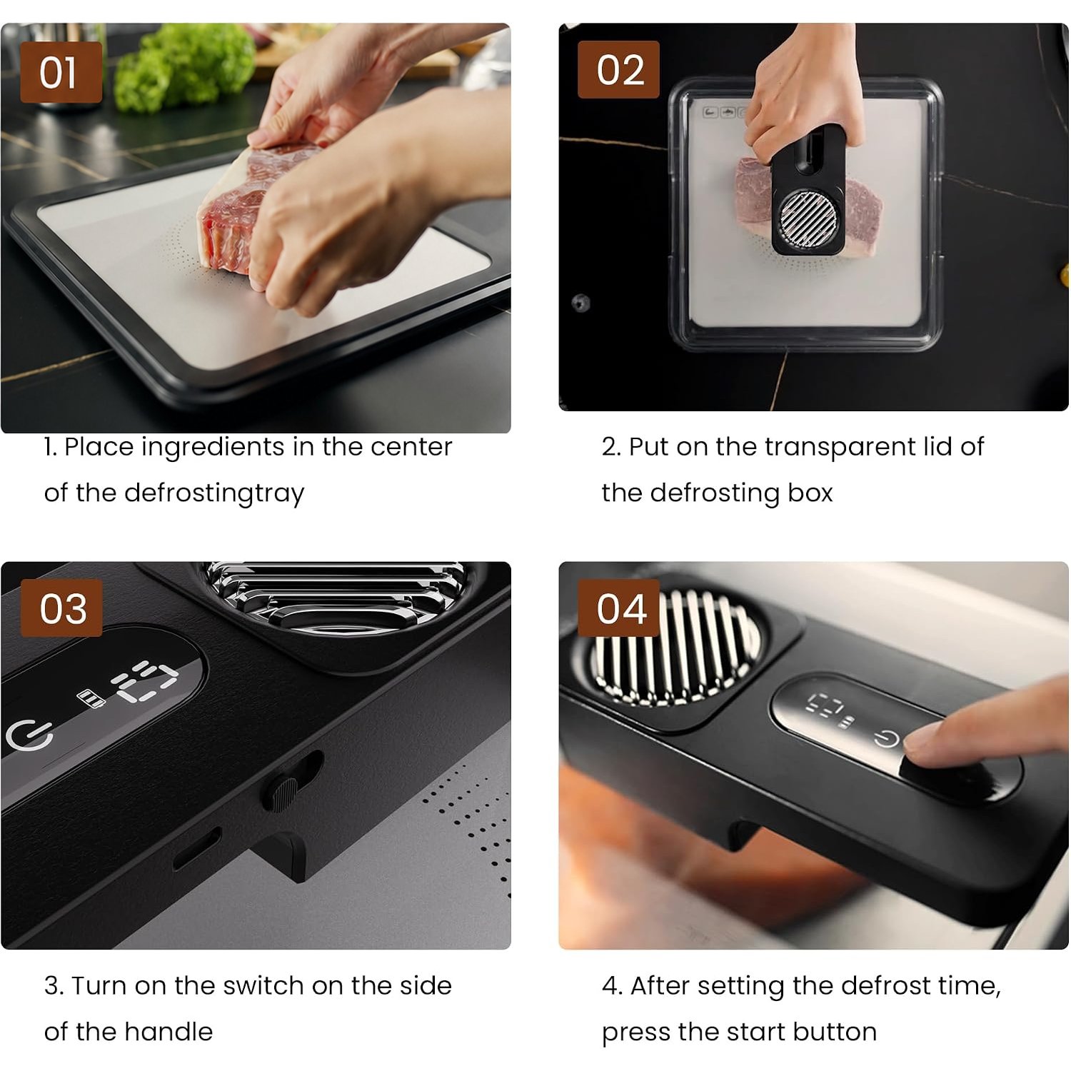 Black and white color options for the defrosting box