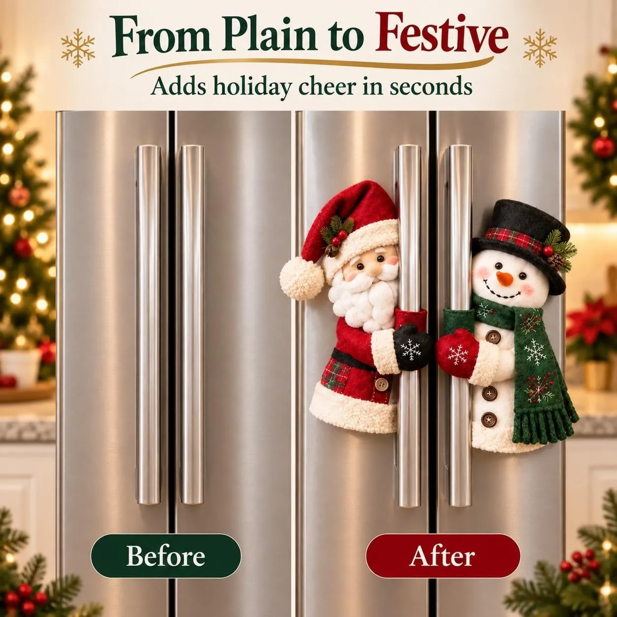🎅☃️ Santa & Snowman Handle Huggers – Christmas Kitchen Decor detail view 1