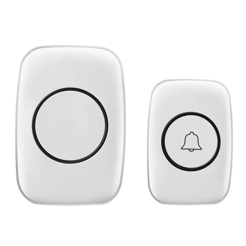 White wireless doorbell receiver and push button