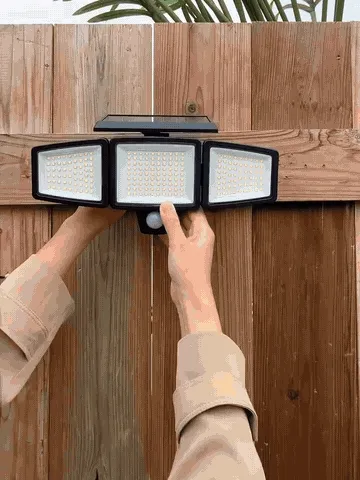 Solar motion light installation, illumination, remote control, and rain demonstration