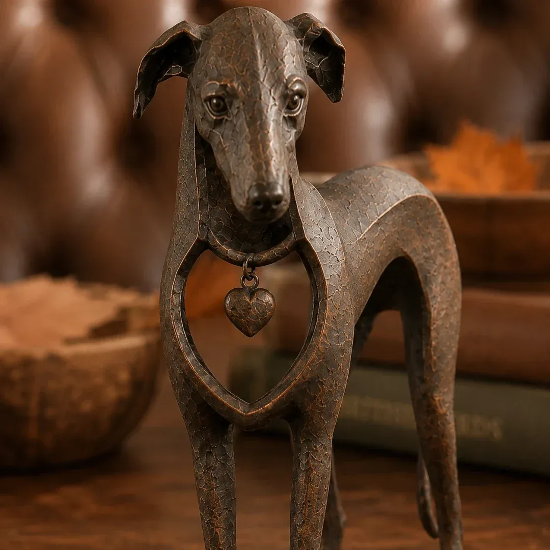 Distressed vintage iron texture on sighthound sculpture