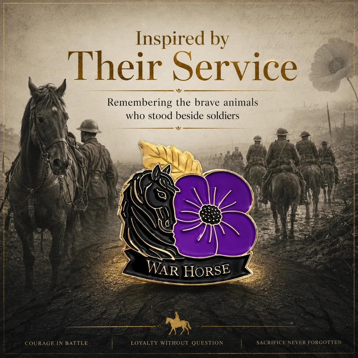 War Horse and Purple Poppy symbolic design details
