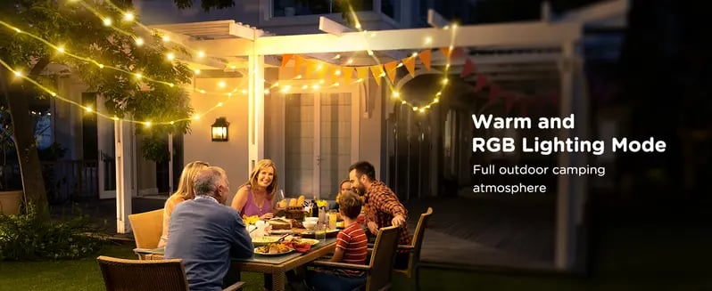 Product Introduction of OGERY Camping String Lights, 4 in 1 Quick Storage 32.8FT Rechargeable Retractable String Lights with 8 Lighting Modes, Waterproof Emergency Light Outdoor Led Bulbs Lamp 1