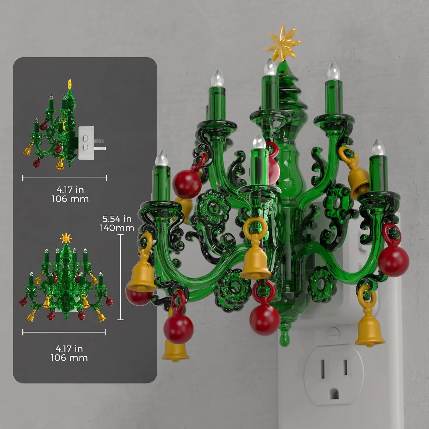 Christmas tree night light dimensions in inches