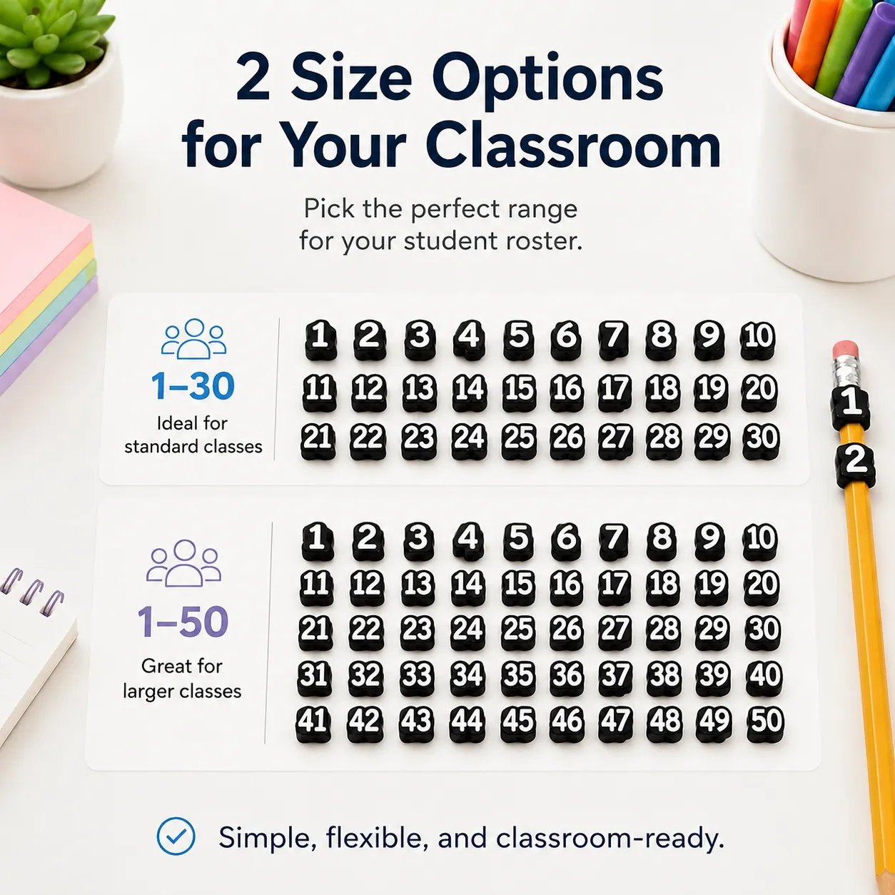 Numbered pencil topper product display
