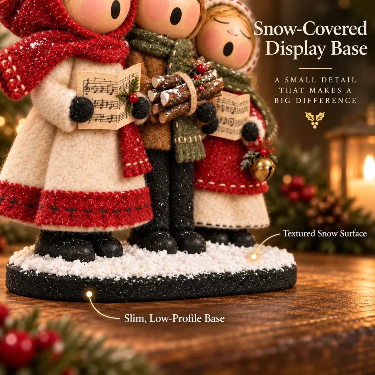 Snow covered display base detail
