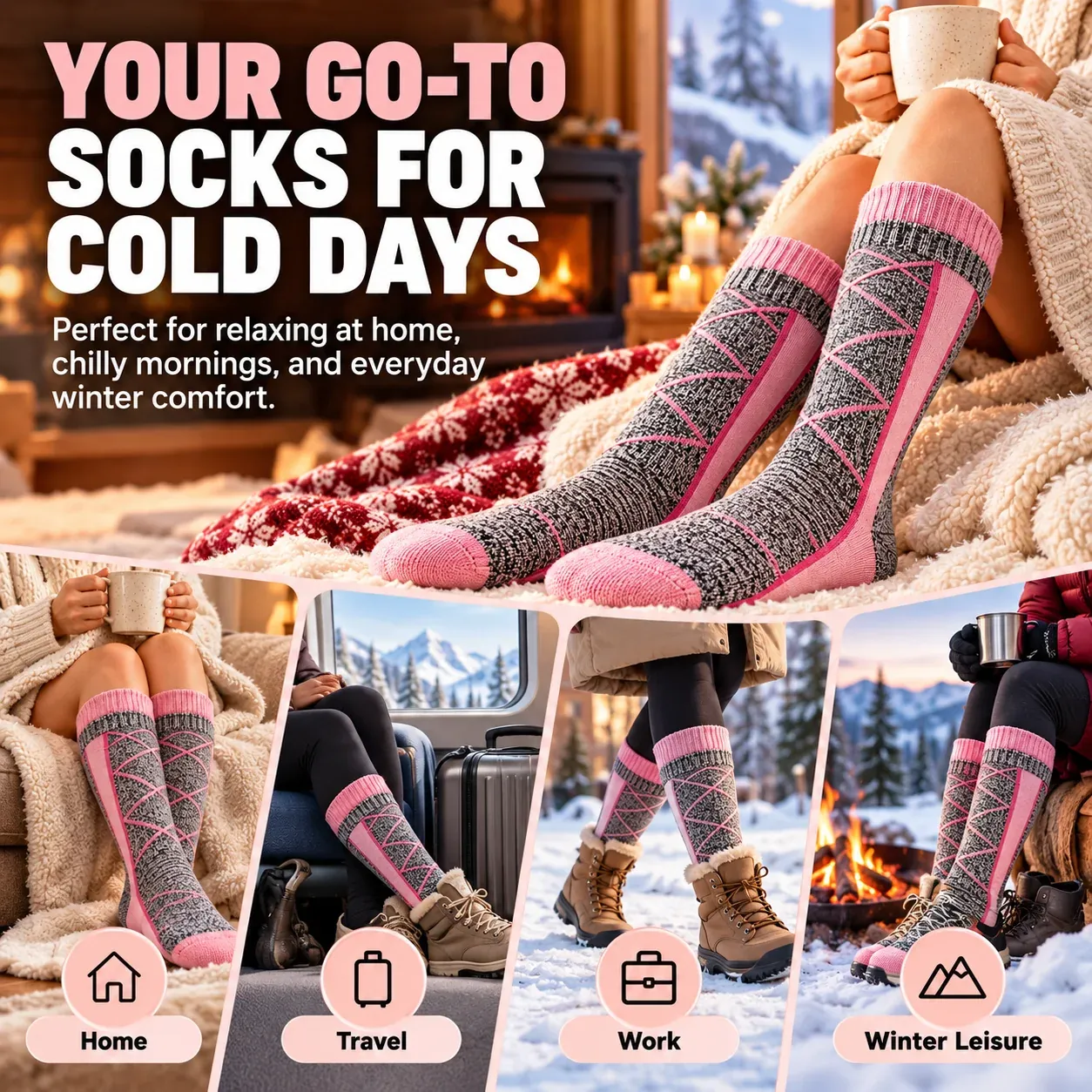 ThermoWarm heated socks for home travel work and winter leisure