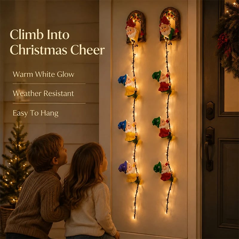 Red green and yellow Christmas gnome light designs