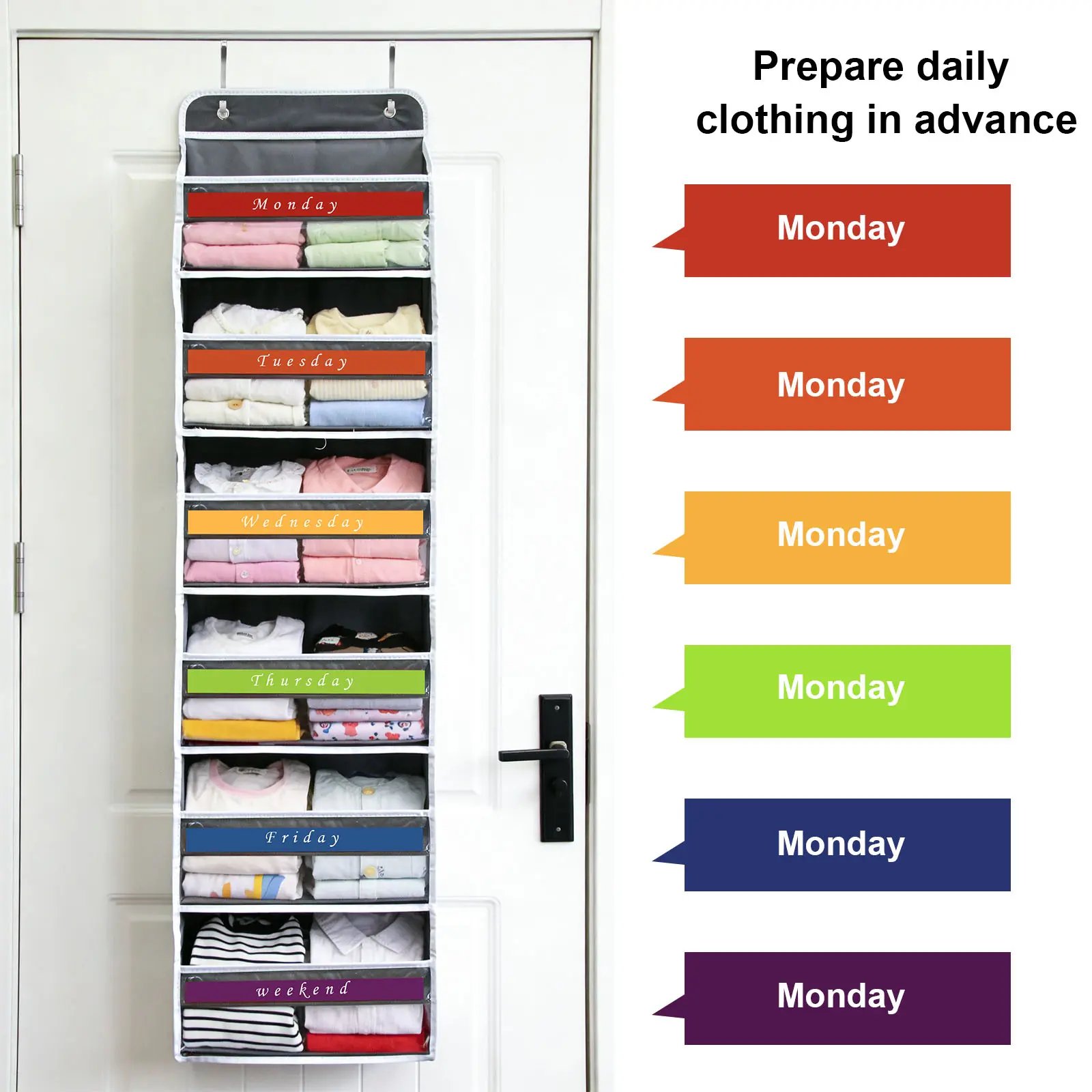 Organized home with hanging door storage