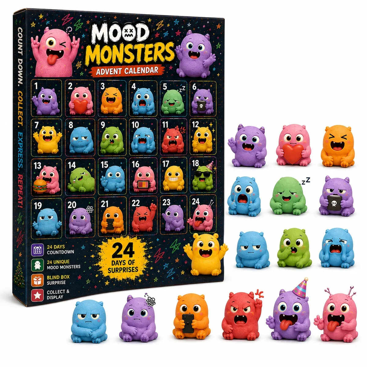 Mood Monsters Advent Calendar complete character display